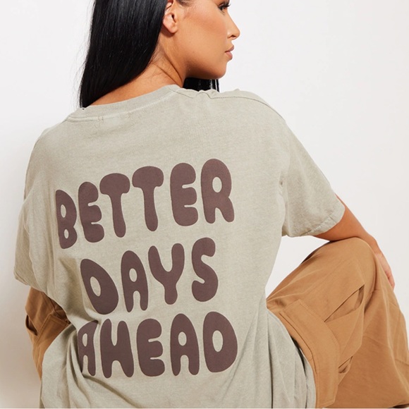 PrettyLittleThing Tops - PrettyLittleThing Better Days Ahead Bubble Print Tee Size XL